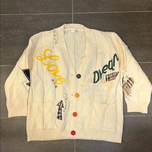 Yellow and Cream Cardigan with Relaxed Fit